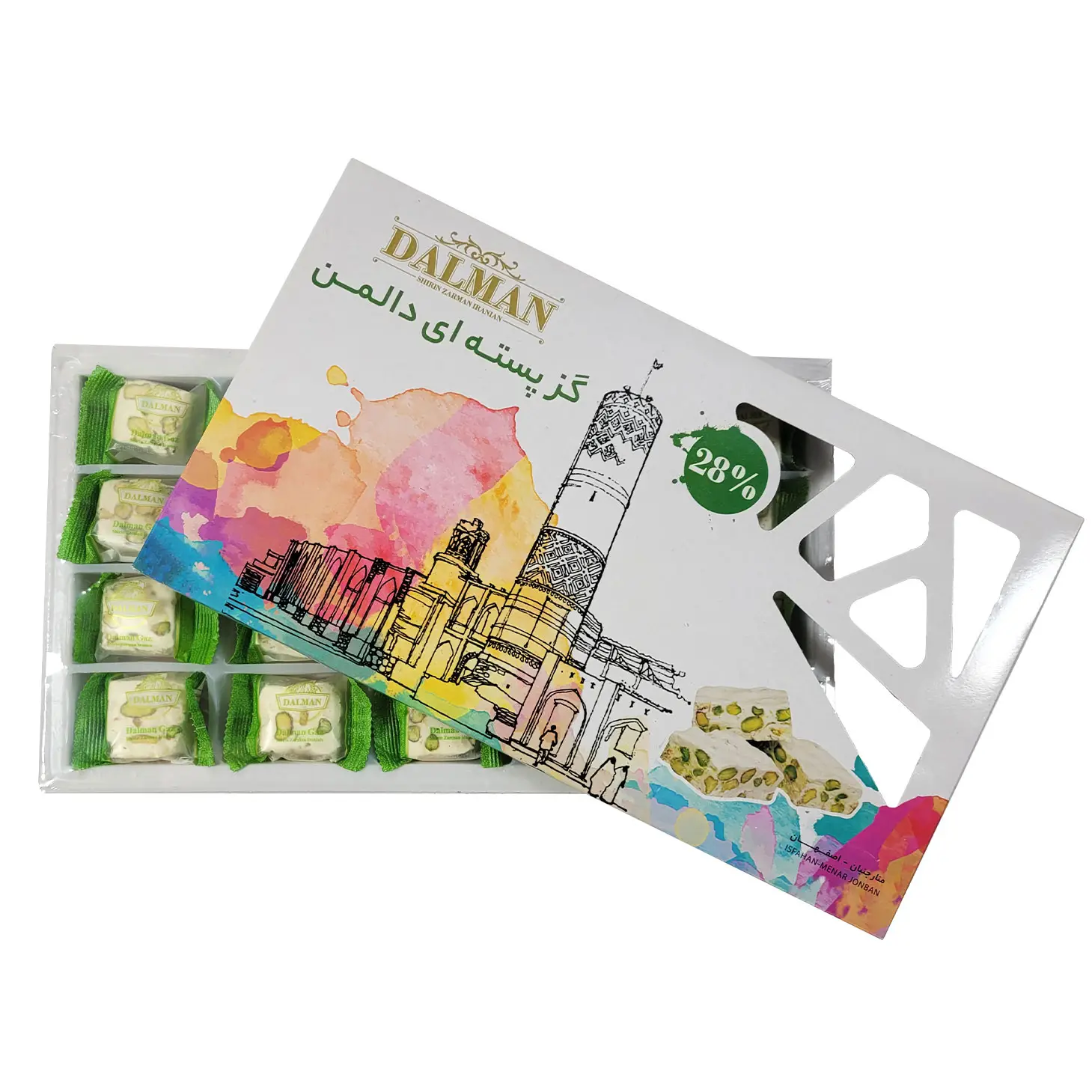 گز 28 درصد مغزپسته آبرنگی 350 گرمی