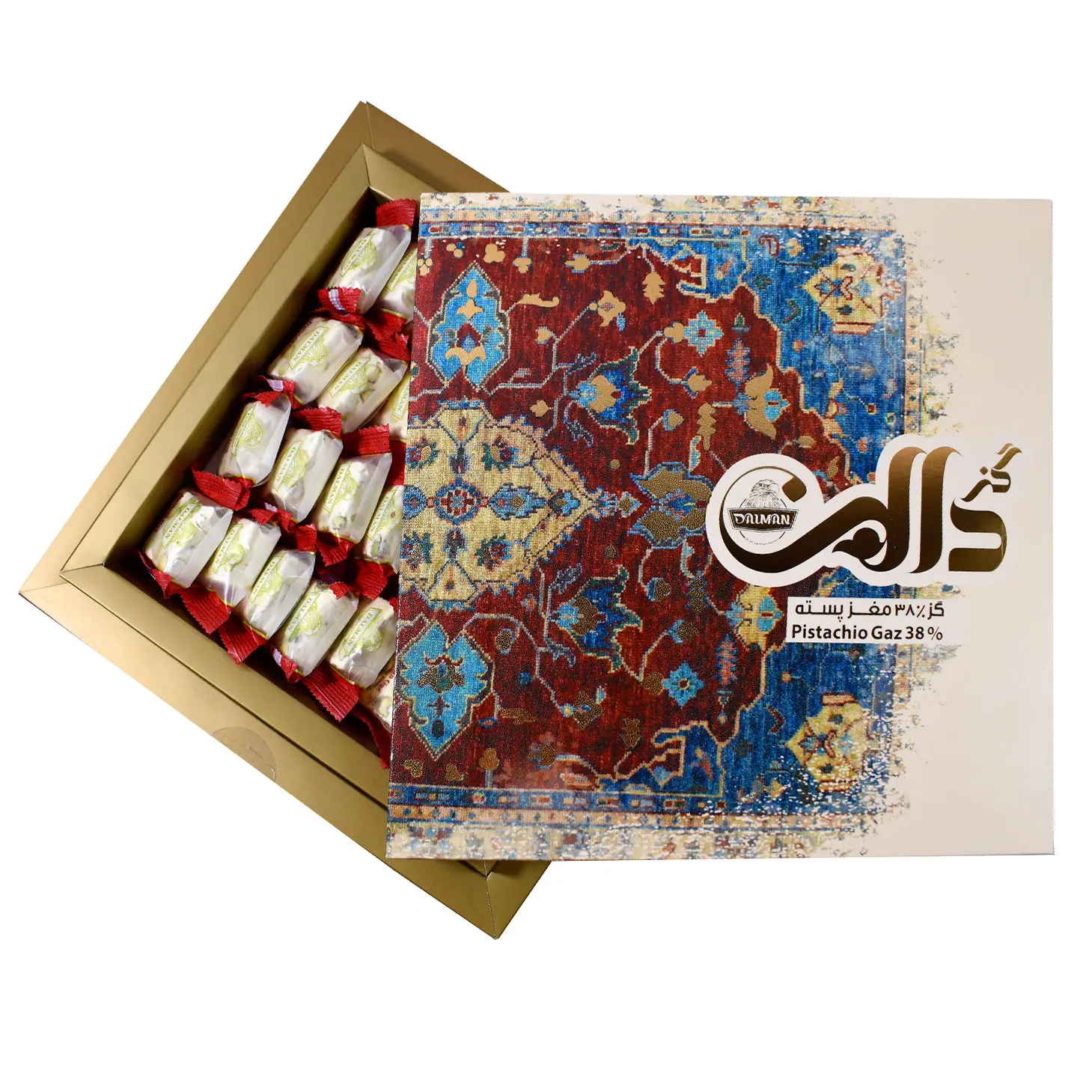 گز 38 درصد مغز پسته طرح فرش بگ دار